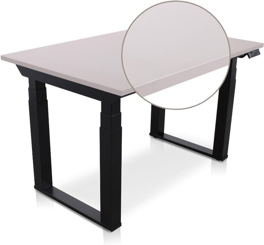 Lineaflex MRC SOLID Zit-Sta Bureau – Elektrisch Verstelbaar – 120x80 cm – Blad Sand Grey – Zwart Frame – ARBO Norm NEN-EN 527 – Met memorybediening – 200 KG Draagvermogen – 130 cm Hoog