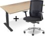 Lineaflex MRC Zit-sta bureau elektrisch verstelbaar + ERGO Bureaustoel ARBO PRO NEN-EN 527 Thuiswerkset frame bureau zwart bureaublad wild peren 160x80 cm - Thumbnail 1