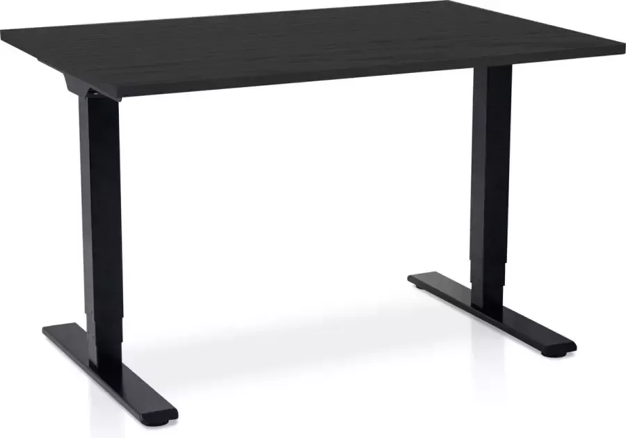 Lineaflex MRC Zit-sta bureau elektrisch verstelbaar MRC COMFORT NEN-EN 527 140 x 80 cm frame zwart blad zwart eiken 130 cm hoog 100KG draagvermogen - Foto 1