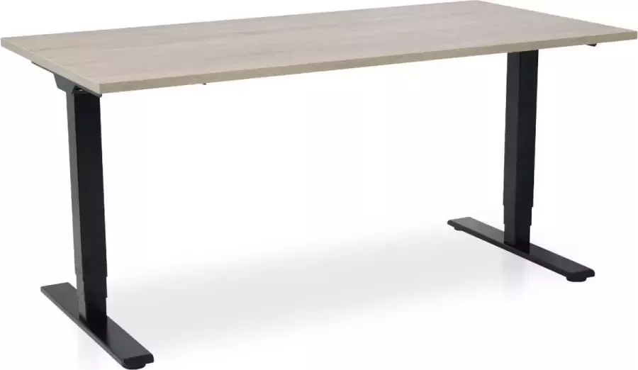 Lineaflex MRC Zit-sta bureau elektrisch verstelbaar MRC COMFORT NEN-EN 527 160 x 80 cm frame zwart blad zwart eiken 130 cm hoog 100KG draagvermogen - Foto 1