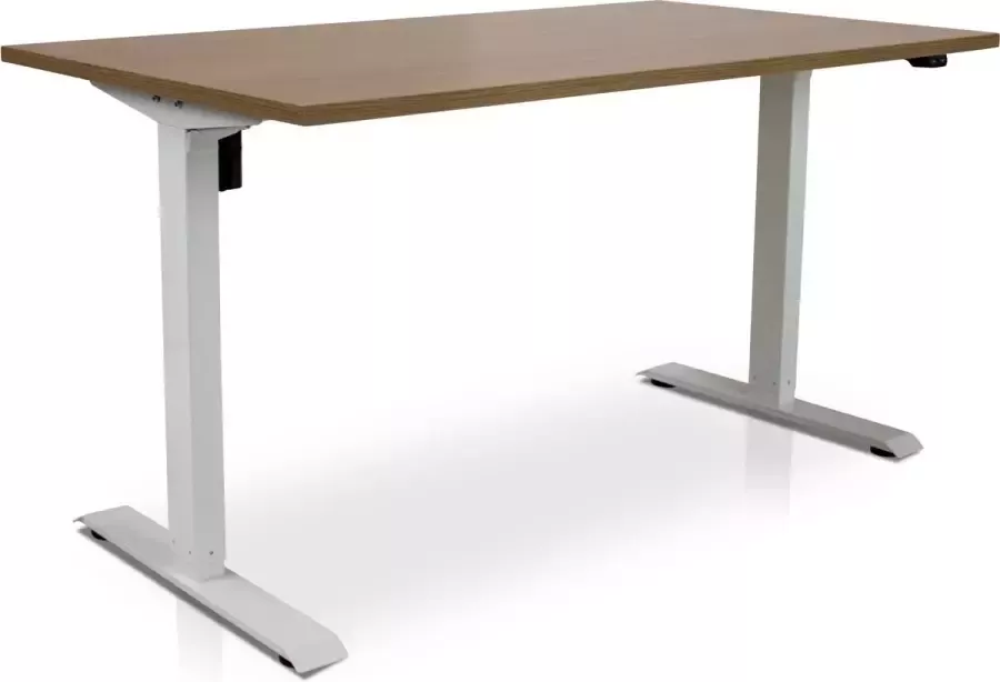 Multi Ratio Zit-sta bureau elektrisch verstelbaar MRC EASY 120 x 80 cm inclusief stekkerdoos en kabelklemmen frame wit blad havanna