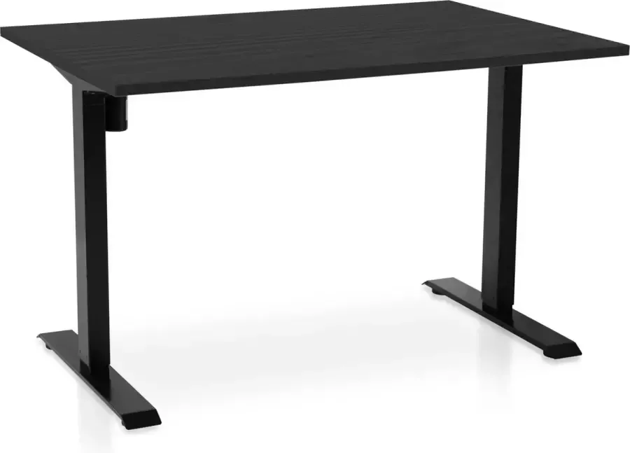 Multi Ratio Zit-sta bureau elektrisch verstelbaar MRC EASY 120 x 80 cm inclusief stekkerdoos en kabelklemmen frame zwart blad zwart eiken
