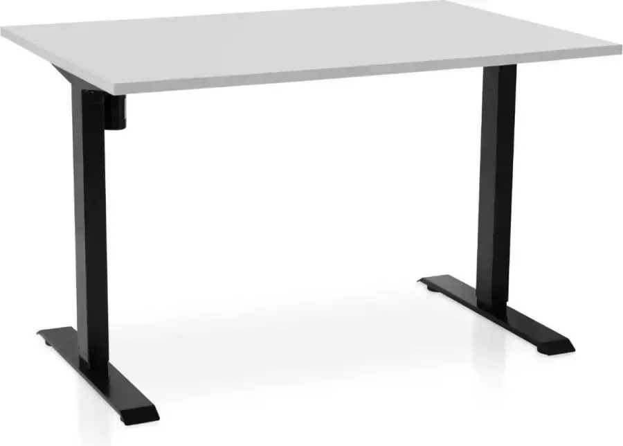 Multi Ratio Zit-sta bureau elektrisch verstelbaar MRC EASY 140 x 80 cm inclusief stekkerdoos en kabelklemmen frame zwart blad grijs - Foto 1