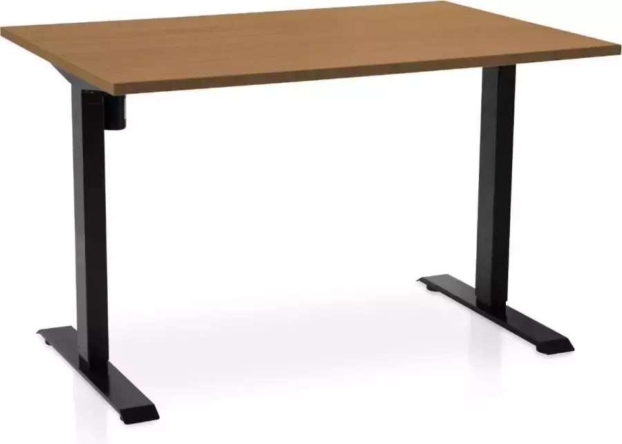 Multi Ratio Zit-sta bureau elektrisch verstelbaar MRC EASY 140 x 80 cm inclusief stekkerdoos en kabelklemmen frame zwart blad havanna