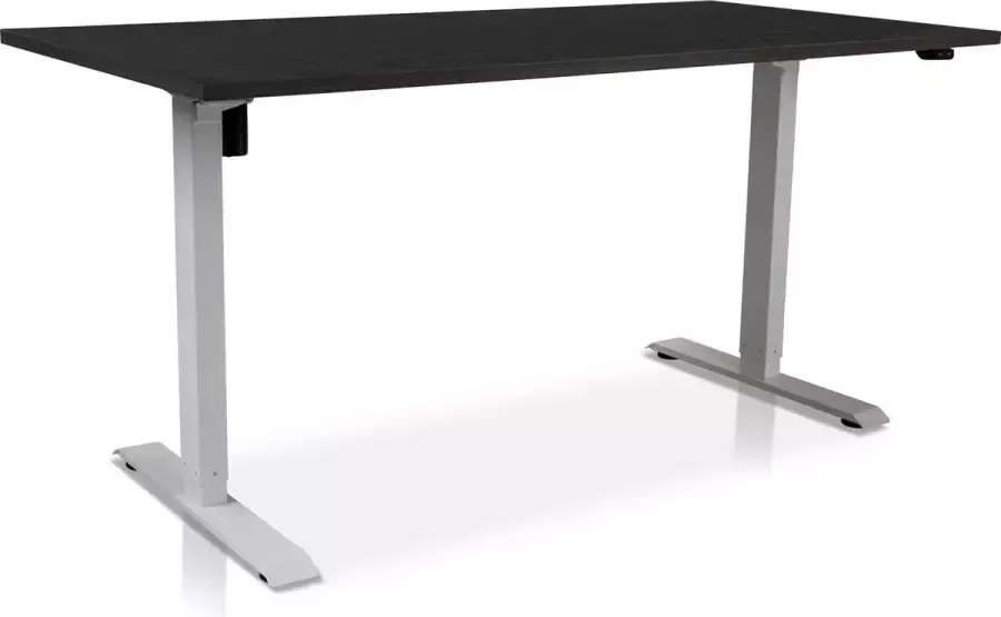 Multi Ratio Zit-sta bureau elektrisch verstelbaar MRC EASY 160 x 80 cm inclusief stekkerdoos en kabelklemmen frame wit blad zwart eiken