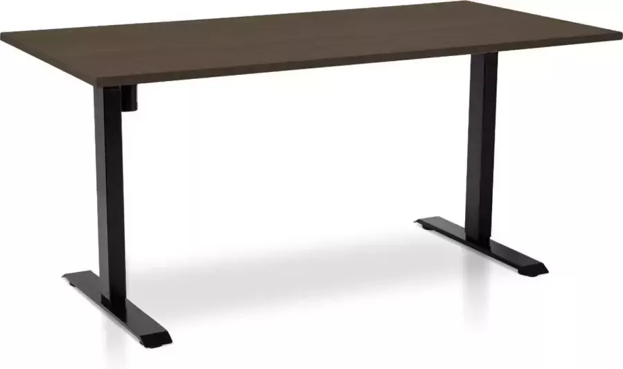Multi Ratio Zit-sta bureau elektrisch verstelbaar MRC EASY 160 x 80 cm inclusief stekkerdoos en kabelklemmen frame zwart blad bruin eiken