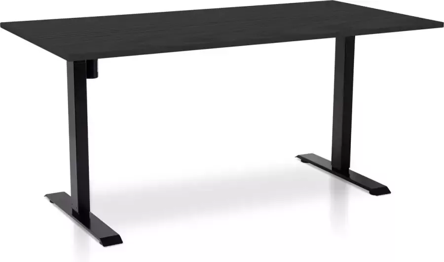 Lineaflex MRC Zit-sta bureau elektrisch verstelbaar MRC EASY 160 x 80 cm inclusief stekkerdoos en kabelklemmen frame zwart bureaublad zwart eiken - Foto 1