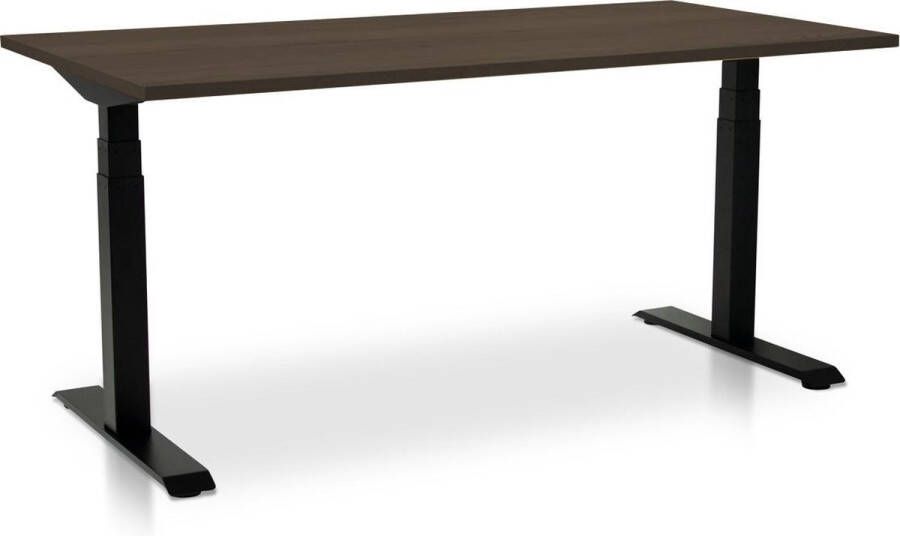 Lineaflex MRC Zit-sta bureau elektrisch verstelbaar MRC PRO-L 2.0 NEN-EN 527 180 x 80 cm frame zwart blad bruin eiken memory functie met 4 standen 150kg draagvermogen