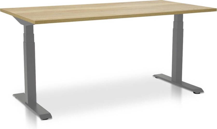 Lineaflex MRC Zit-sta bureau elektrisch verstelbaar MRC PRO NEN-EN 527 120 x 80 cm frame aluminium blad robuust eiken memory functie met USB 150kg draagvermogen - Foto 2