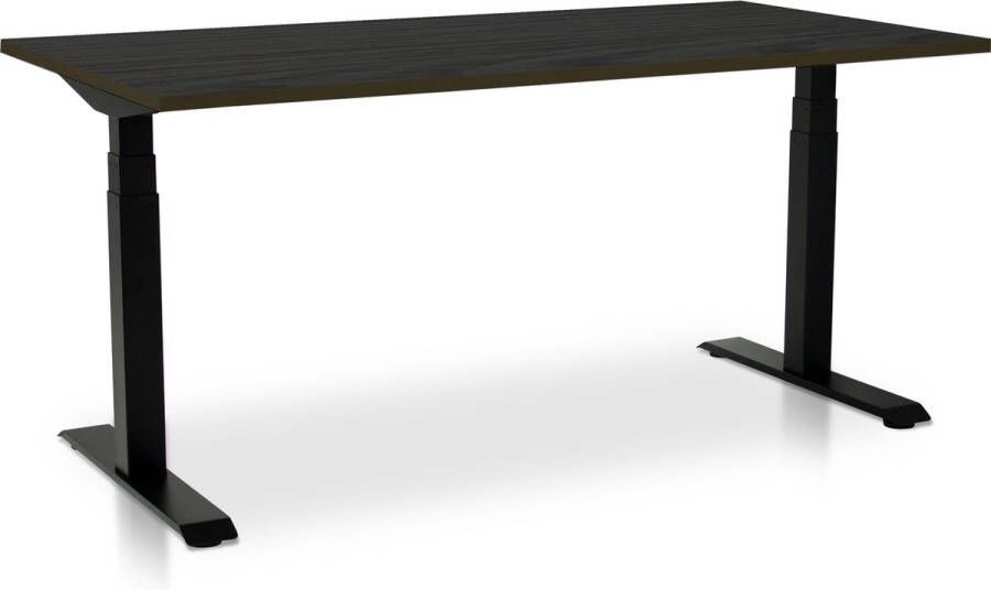 Lineaflex MRC Zit-sta bureau elektrisch verstelbaar MRC PRO NEN-EN 527 140 x 80 cm frame zwart blad zwart eiken memory functie met USB 150kg draagvermogen - Foto 1