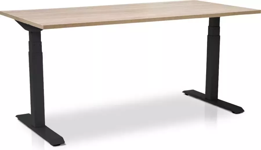 Lineaflex MRC Zit-sta bureau elektrisch verstelbaar MRC PRO NEN-EN 527 140 x 80 cm frame zwart blad zwart eiken memory functie met USB 150kg draagvermogen - Foto 2