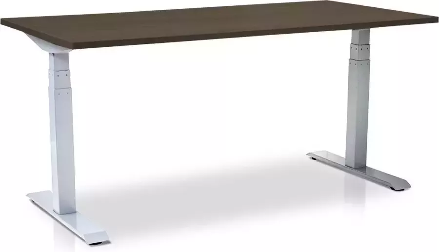 Lineaflex MRC Zit-sta bureau elektrisch verstelbaar MRC PRO NEN-EN 527 160 x 80 cm frame wit blad bruin eiken Memory functie met USB 150kg draagvermogen - Foto 1