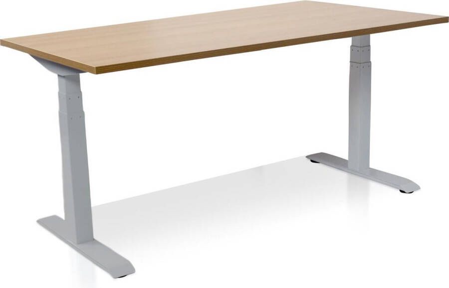 Lineaflex MRC Zit-sta bureau elektrisch verstelbaar MRC PRO NEN-EN 527 180 x 80 cm frame aluminium blad zwart eiken memory functie met USB 150kg draagvermogen