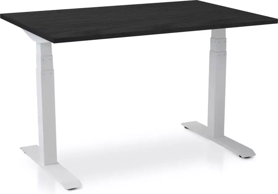 Lineaflex MRC Zit-sta bureau elektrisch verstelbaar MRC PRO NEN-EN 527 180 x 80 cm frame wit blad zwart eiken memory functie met USB 150kg draagvermogen