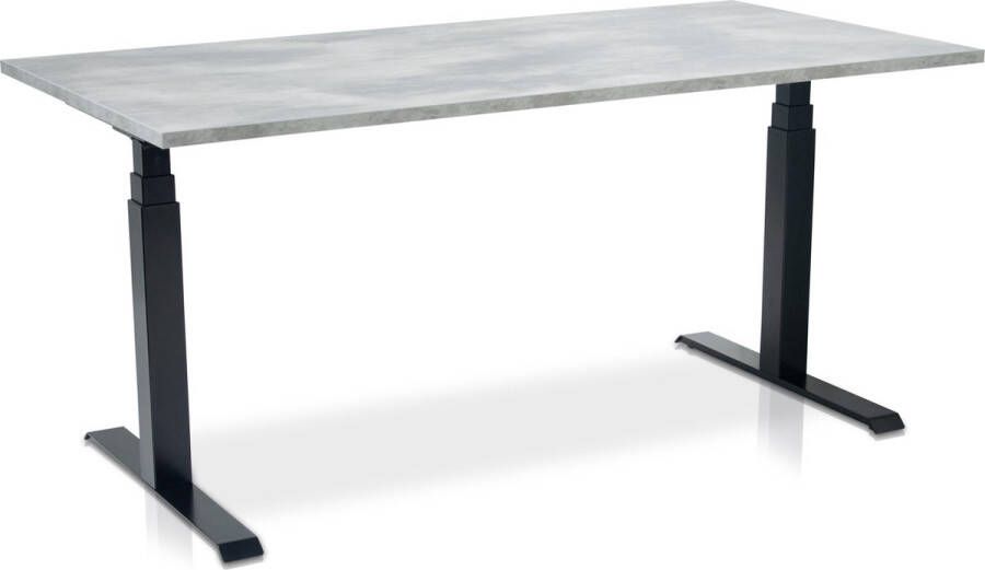 Lineaflex MRC Zit-sta bureau elektrisch verstelbaar MRC PRO NEN-EN 527 180 x 80 cm frame zwart blad betonlook memory functie met USB 150kg draagvermogen
