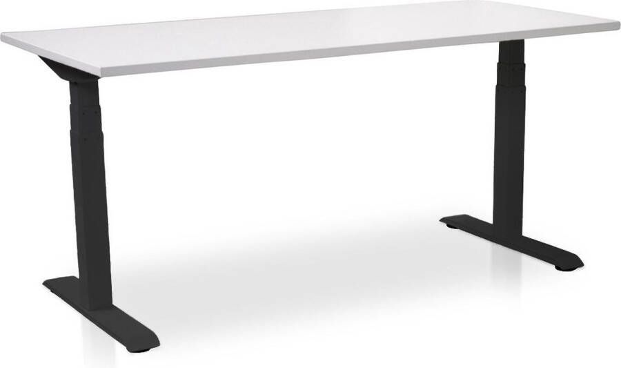 Lineaflex MRC Zit-sta bureau elektrisch verstelbaar MRC PRO NEN-EN 527 180 x 80 cm frame zwart blad wit met kabelmanagement memory functie met USB 150kg draagvermogen