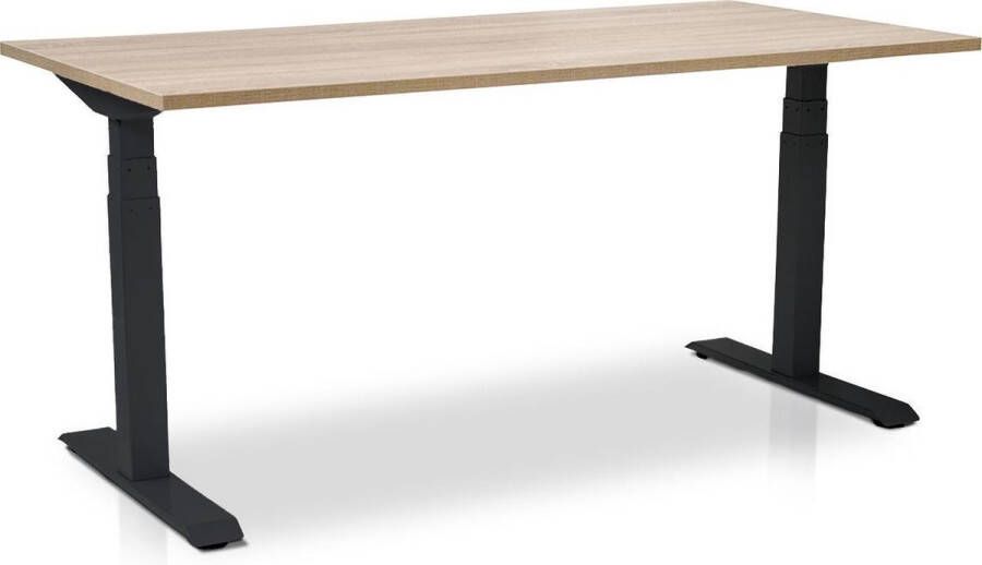 Lineaflex MRC Zit-sta bureau elektrisch verstelbaar MRC PRO NEN-EN 527 180 x 80 cm frame zwart blad zwart eiken memory functie met USB 150kg draagvermogen - Foto 1
