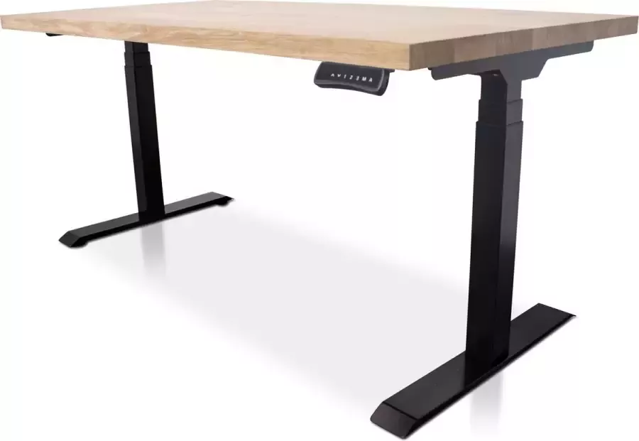 Lineaflex MRC Zit-sta bureau met massief eiken blad 180 x 80 cm MRC PRO NEN-EN 527 elektrisch verstelbaar frame zwart 130 cm hoog 150KG draagvermogen - Foto 2