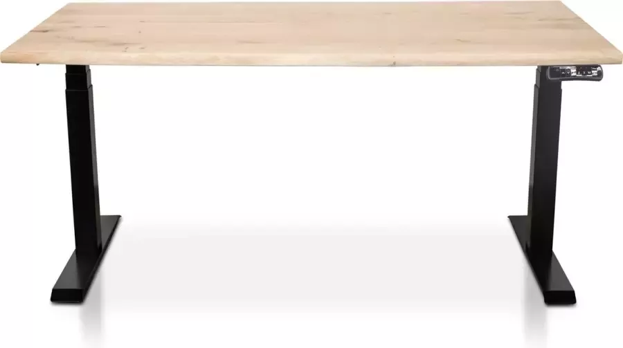 Lineaflex MRC Zit-sta bureau met massief eiken boomstam blad 180 x 80 cm MRC PRO NEN-EN 527 elektrisch verstelbaar frame zwart 130 cm hoog 150KG draagvermogen - Foto 2