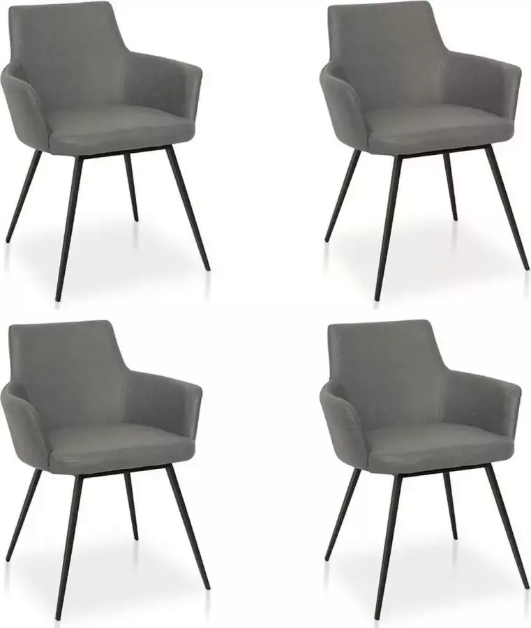 Lineaflex Seating Eetkamerstoel Wilson Set van 4 Donkergrijs PU Kunstleer