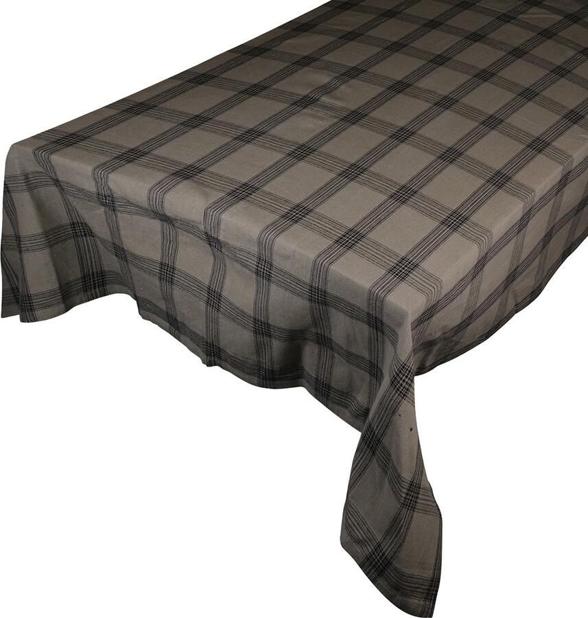 Linen & More Tafelkleed 'Black Check' (140cm x 300cm Sage)