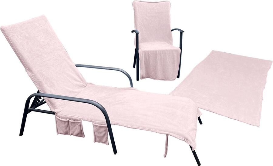 LINNICK Strandlakens Voordeel Combi Pakket Strandlaken Stoelhoes Microvezel 75x215cm Strandstoelhoes 3 in 1 Strandhanddoek Stoelhoes Draagtas light pink Strandlaken Microvezel 100x200cm Stoel Handdoek Microvezel 136x57x15cm