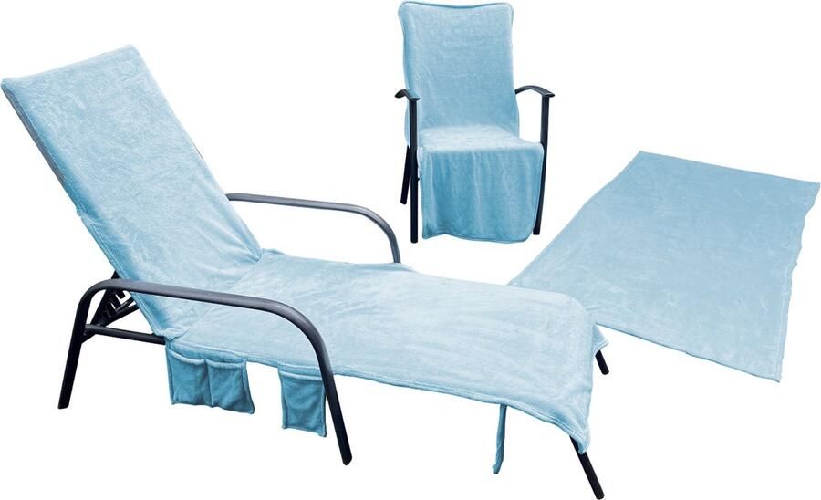 LINNICK Strandlakens Voordeel Combi Pakket Strandlaken Stoelhoes Microvezel 75x215cm Strandstoelhoes 3 in 1 Strandhanddoek Stoelhoes Draagtas blue Strandlaken Microvezel 100x200cm Stoel Handdoek Microvezel 136x57x15cm