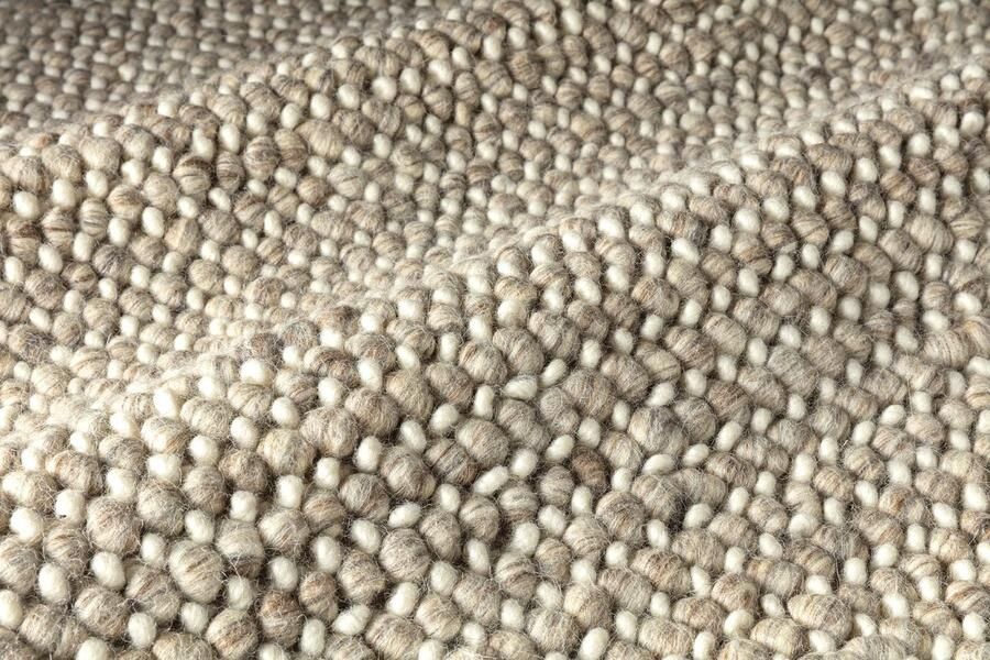 Lino Arte Beige Tapijt 140x200cm – Handgeweven Vloerkleed van 100% Vervilte Wol – Laagpolig Design Tapijt Woonkamer Slaapkamer & Eetkamer