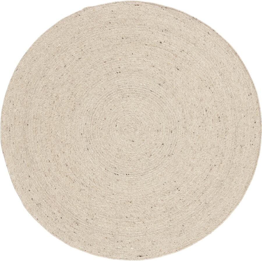 Lino Alba Beige Rond Vloerkleed Ø 200cm Handgeweven Wollen Luxe Tapijt 100% Viltwol 12mm dik 2 8kg m² Tapijt Woonkamer Laagpolig vloerkleed Tapijt Slaapkamer Tapijt Eetkamer