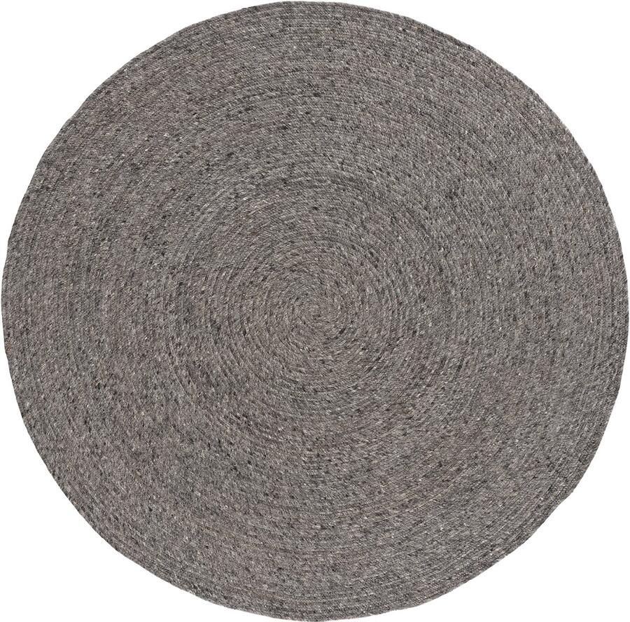 Lino Alba Charcoal Rond Vloerkleed Ø 200cm Donker Handgeweven Wollen Luxueus Tapijt 100% Viltwol 12mm dik 2 8kg m² Tapijt Woonkamer Laagpolig vloerkleed Tapijt Slaapkamer Tapijt Eetkamer