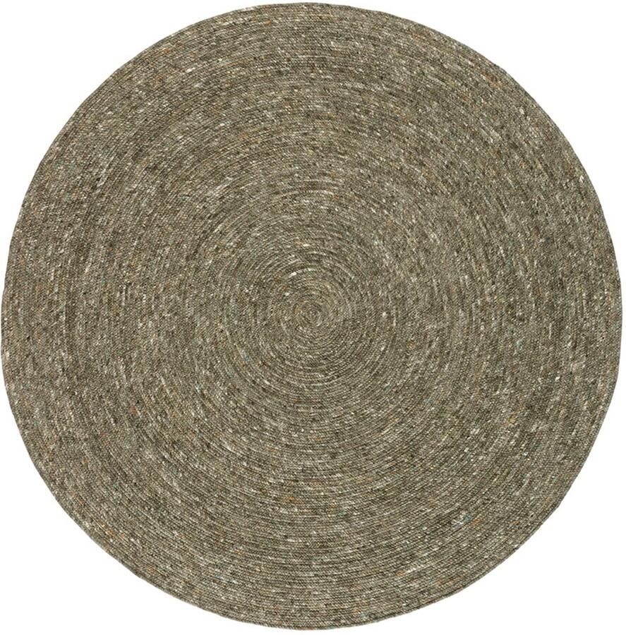 Lino Pure Green Handgeweven Rond Vloerkleed Ø 200cm 100% Viltwol 12mm dik 2 8kg m² Luxueus Tapijt Woonkamer Laagpolig vloerkleed Tapijt Slaapkamer Tapijt Eetkamer