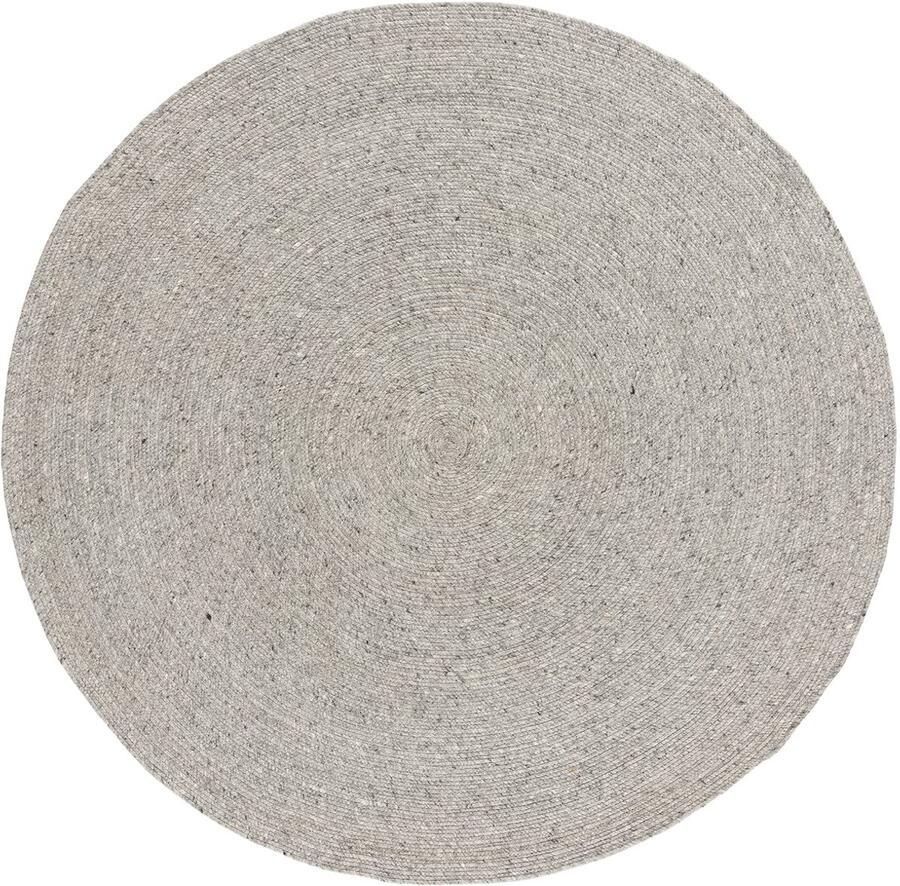 Lino Pure Grey Rond Vloerkleed Ø 200cm Handgeweven Wollen Luxe Tapijt 100% Viltwol 12mm dik 2 8kg m² Grijs Tapijt Woonkamer Laagpolig vloerkleed Tapijt Slaapkamer Tapijt Eetkamer