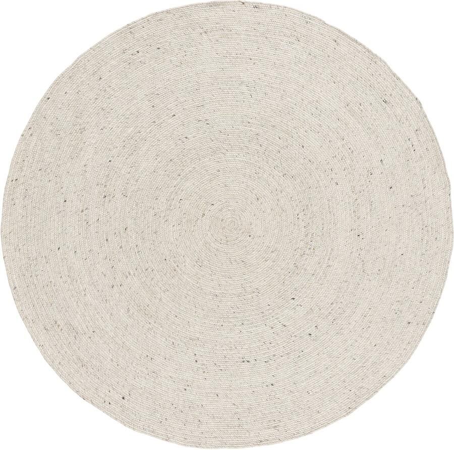 Lino Alba Ivory Rond Handgeweven Vloerkleed Ø 200cm 100% Viltwol 12mm dik Luxueus Tapijt Woonkamer Laagpolig vloerkleed Tapijt Slaapkamer Tapijt Eetkamer