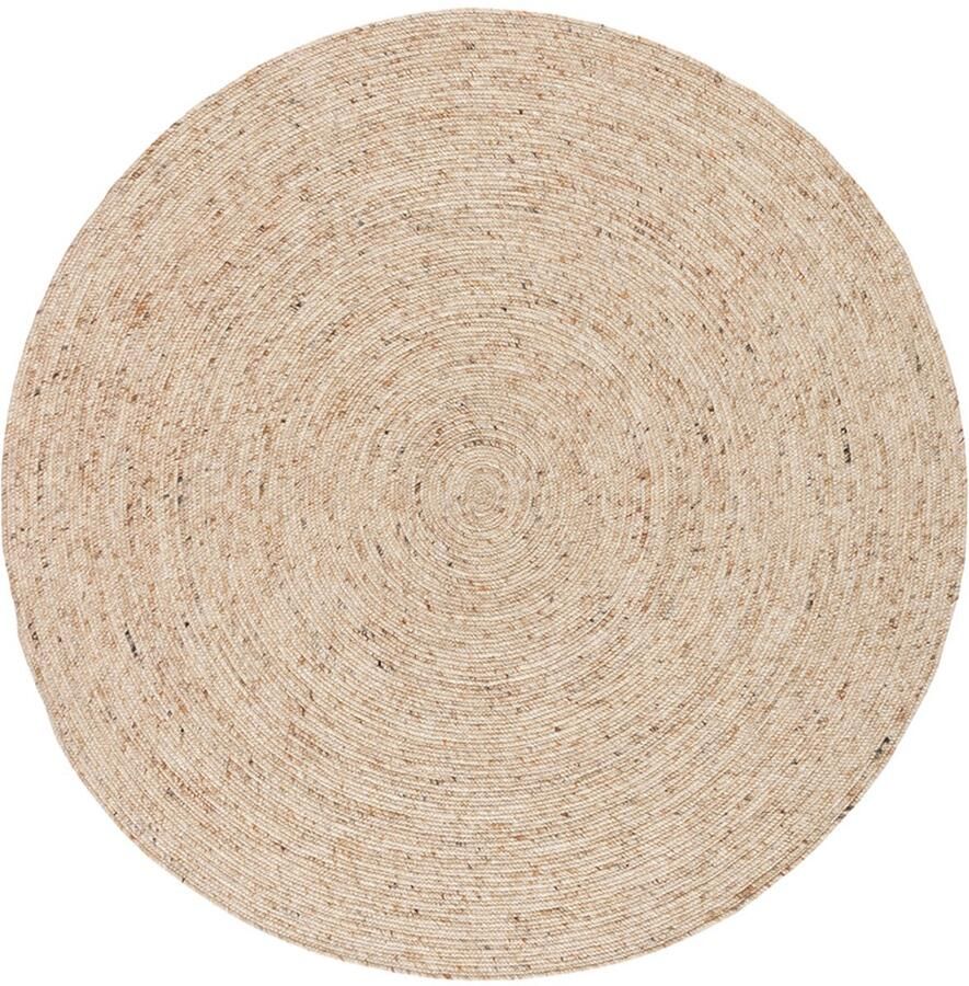 Lino Alba Sand Rond Handgeweven Vloerkleed Ø 200 100% Viltwol 12mm dik 2 8kg m² Luxueus Tapijt Woonkamer Laagpolig vloerkleed Tapijt Slaapkamer Tapijt Eetkamer
