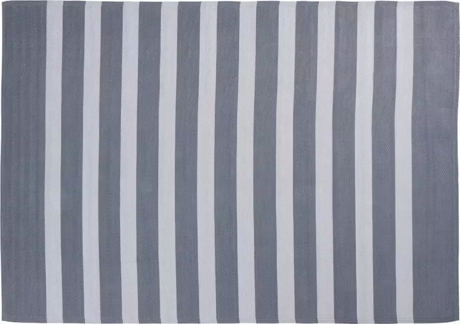 Lisomme Arya Vloerkleed Grijs Kunststof Geschikt voor Buiten Terras Kleed Gestreept Scandinavisch 160 x 230 cm - Foto 1
