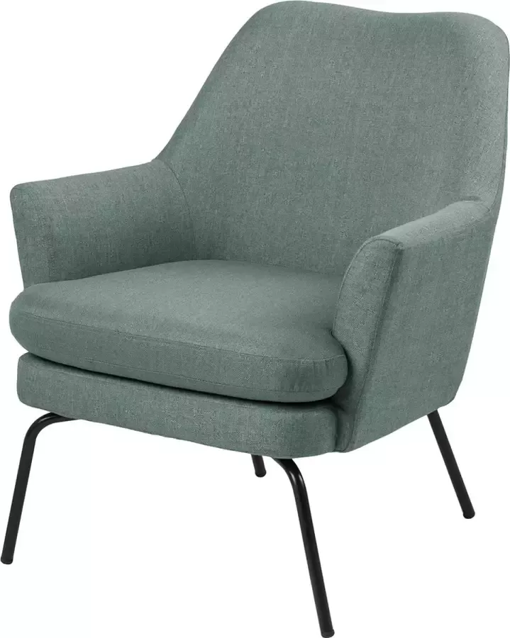 Lisomme Jez gestoffeerde fauteuil groen metalen poen loungestoel Scandinavisch - Foto 1