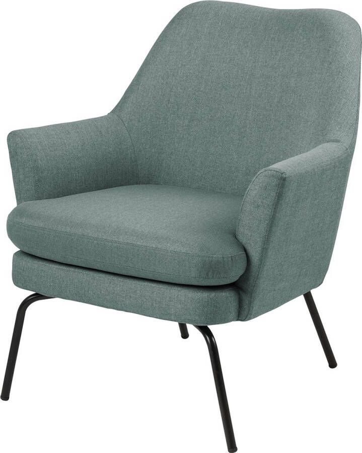Lisomme Jez gestoffeerde fauteuil groen metalen poen loungestoel Scandinavisch