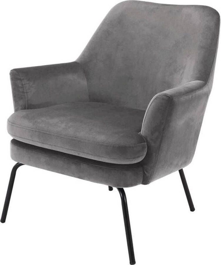 Lisomme Jez velvet fauteuil donkergrijs velours fluweel metalen zwarte poten - Foto 1