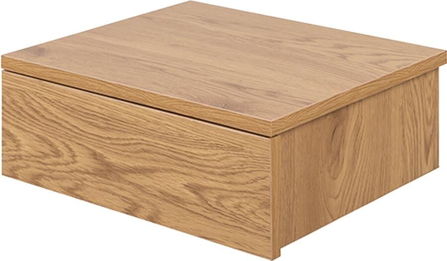 Lisomme Bram Houten Nachtkastje Zwevend Met Lade Nachtkastje aan de Muur Landelijk Bruin Naturel 37 x 32 x 13 cm