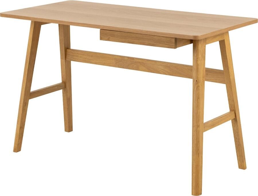 Lisomme Lisanna Bureau Naturel Hout Eikenfineer Met Lade Bureau met Opbergruimte 120 x 60 x 75 cm