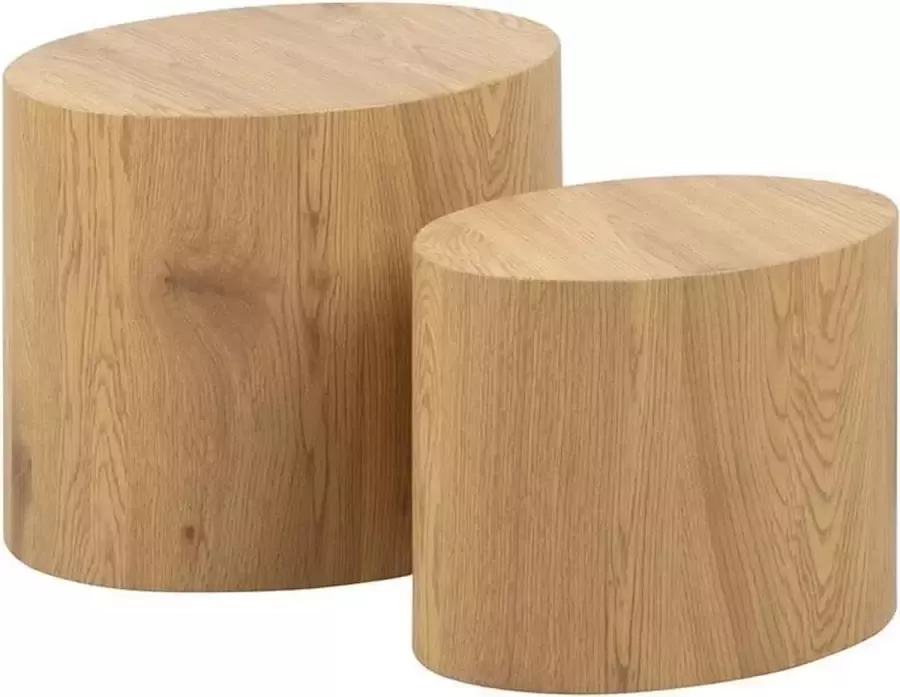 Lisomme Rosanne houten salontafels naturel set van 2 - Foto 1