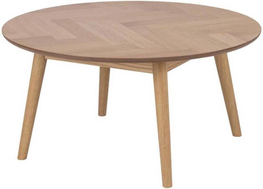 Lisomme Senn houten salontafel whitewash visgraat Ø 90 cm
