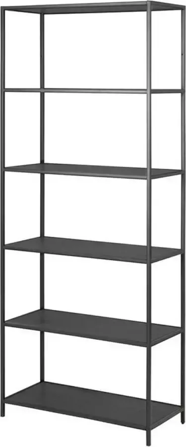 Lisomme Vic houten staande boekenkast zwart 77 x 185 cm