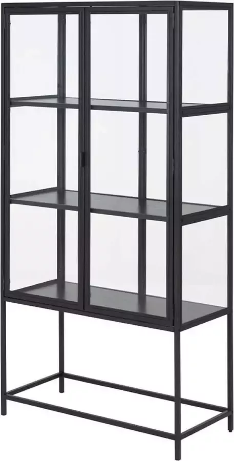 Lisomme Vic vitrinekast zwart 77 x 150 cm metaal glazen deur buffetkast opbergkast industrieel - Foto 1