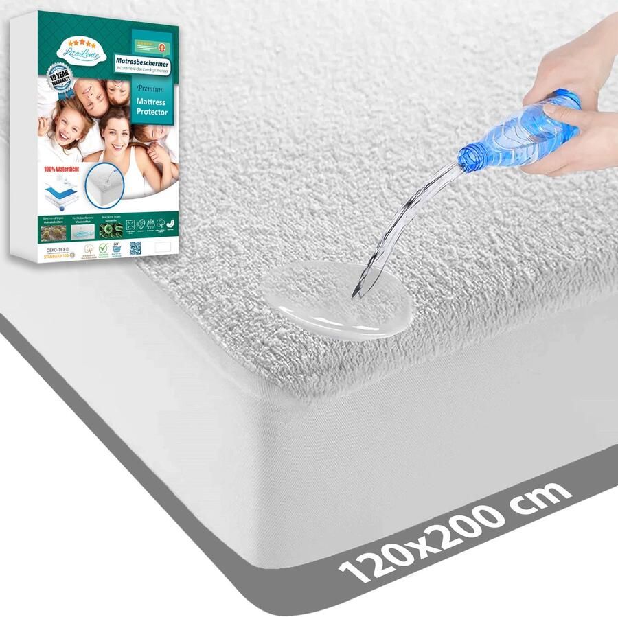 Litalente Matrasbeschermer 120x200 Matrasbeschermers Waterdichte Matrasbeschermer 120x200 Hoeslakenbadstof Matrasbeschermhoezen Antibacteriëel Rondom Elastiek Wit Waterdichte Matras Beschermer Incontinentie Matrasbeschermer