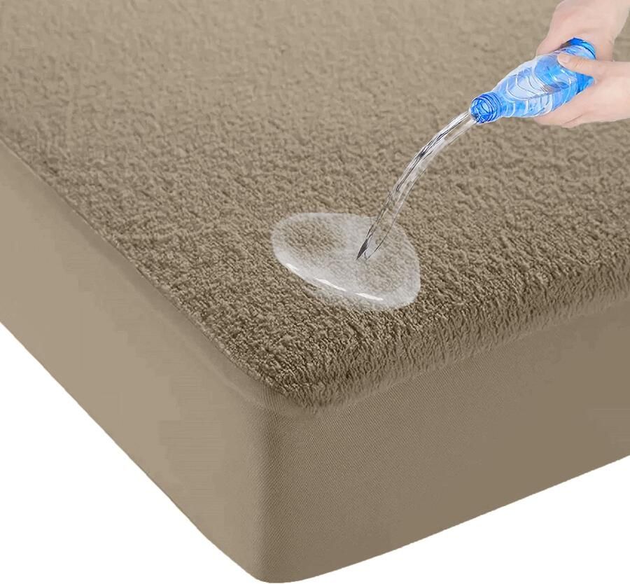 Litalente Matrasbeschermer 60x120 Matrasbeschermers Waterdichte Matrasbeschermer 60x120 Hoeslakenbadstof Matrasbeschermhoezen Antibacteriëel Rondom Elastiek Taupe Waterdichte Matras Beschermer Incontinentie Matrasbeschermer