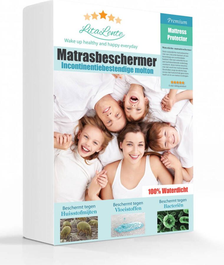 Litalente Waterdichte Matrasbeschermer 120x200 Hoeslakenbadstof Antibacteriëel Rondom Elastiek Wit Waterdichte Matras Beschermer Incontinentie Matrasbeschermer 120 x 200