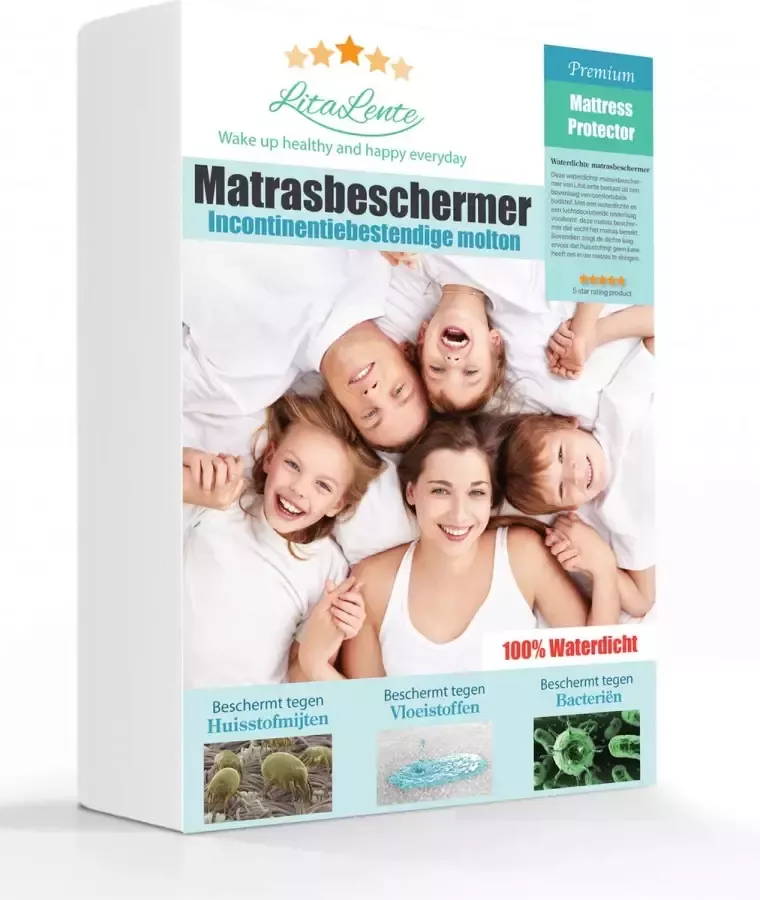 Litalente Waterdichte Matrasbeschermer 140x200 Hoeslakenbadstof Antibacteriëel Rondom Elastiek Wit Waterdichte Matras Beschermer Incontinentie Matrasbeschermer 140 x 200