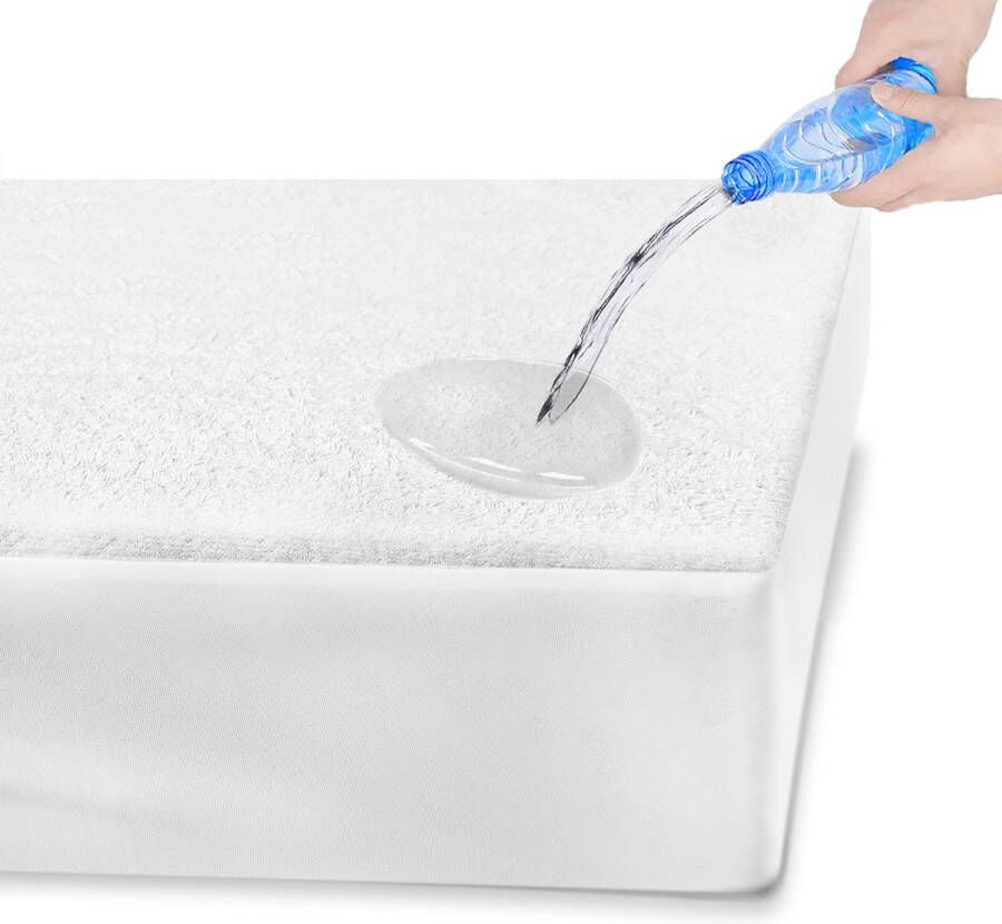 Litalente Waterdichte Molton 140x200 Hoeslakenbadstof Antibacteriële Rondom Elastiek Wit 200 GSM Waterdichte Matras Beschermer Incontinentie Matrasbeschermer 140 x 200