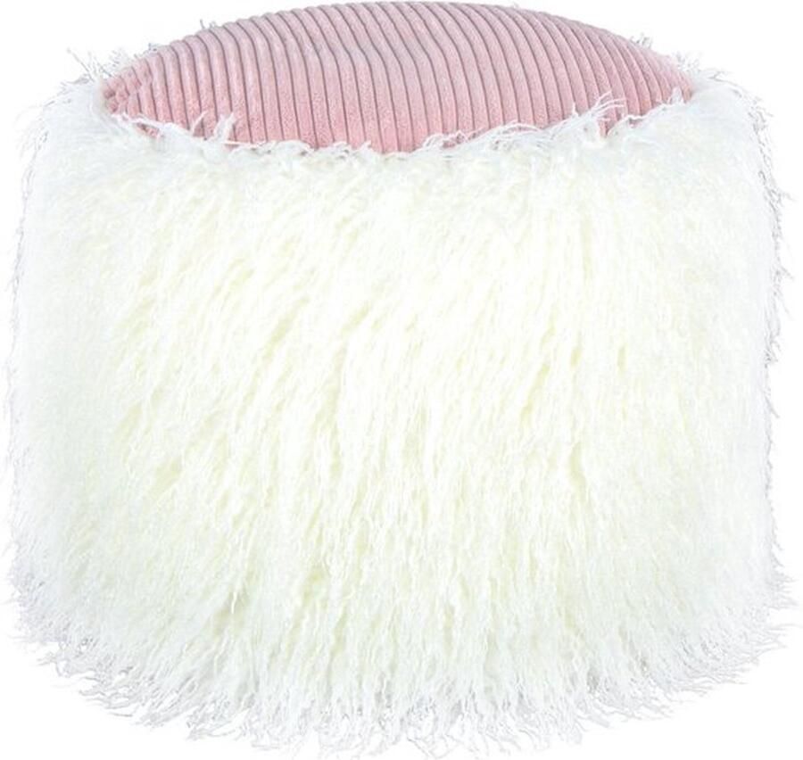 Kayoom Poef Bont pouf Bobtail 125 bont hocker in tweekleurig ontwerp (1 stuk)